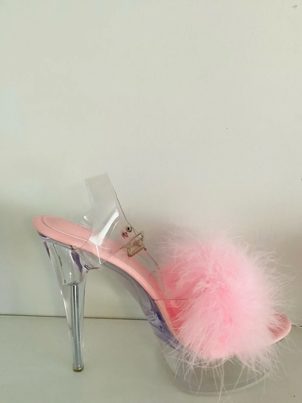 Pink Stiletto Heels Marabou Feathers Platform Sexy